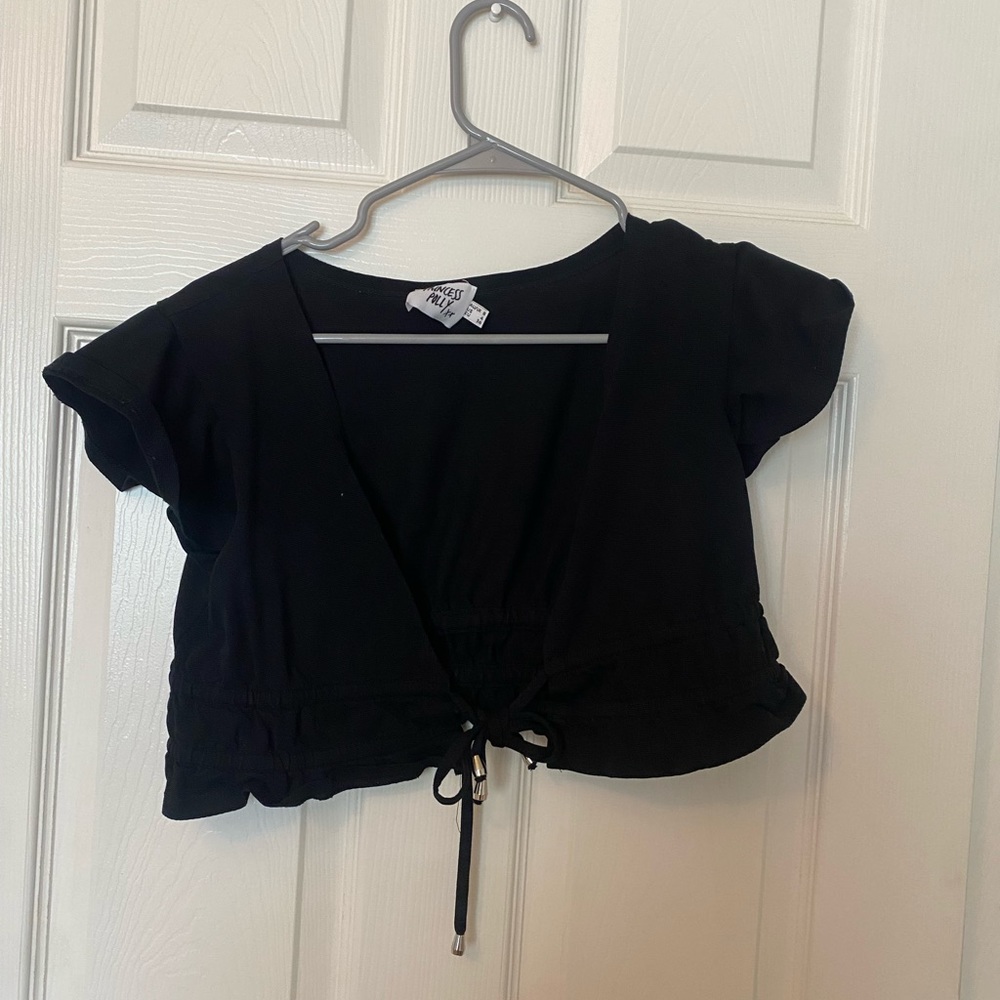 Princess polly black tie front top